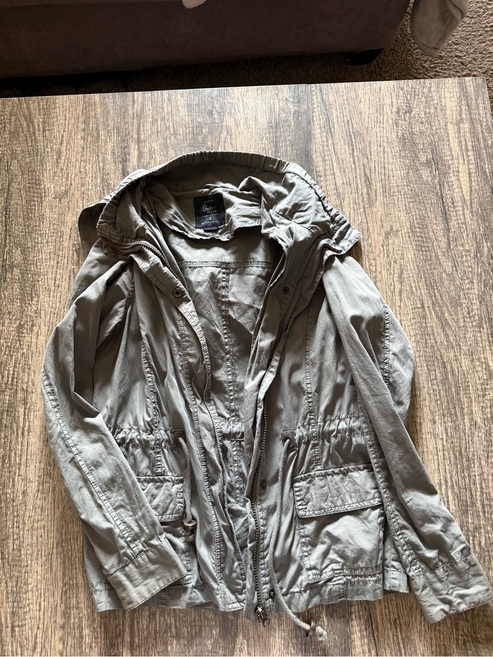 Light Olive Green Hooded Utility Jacket